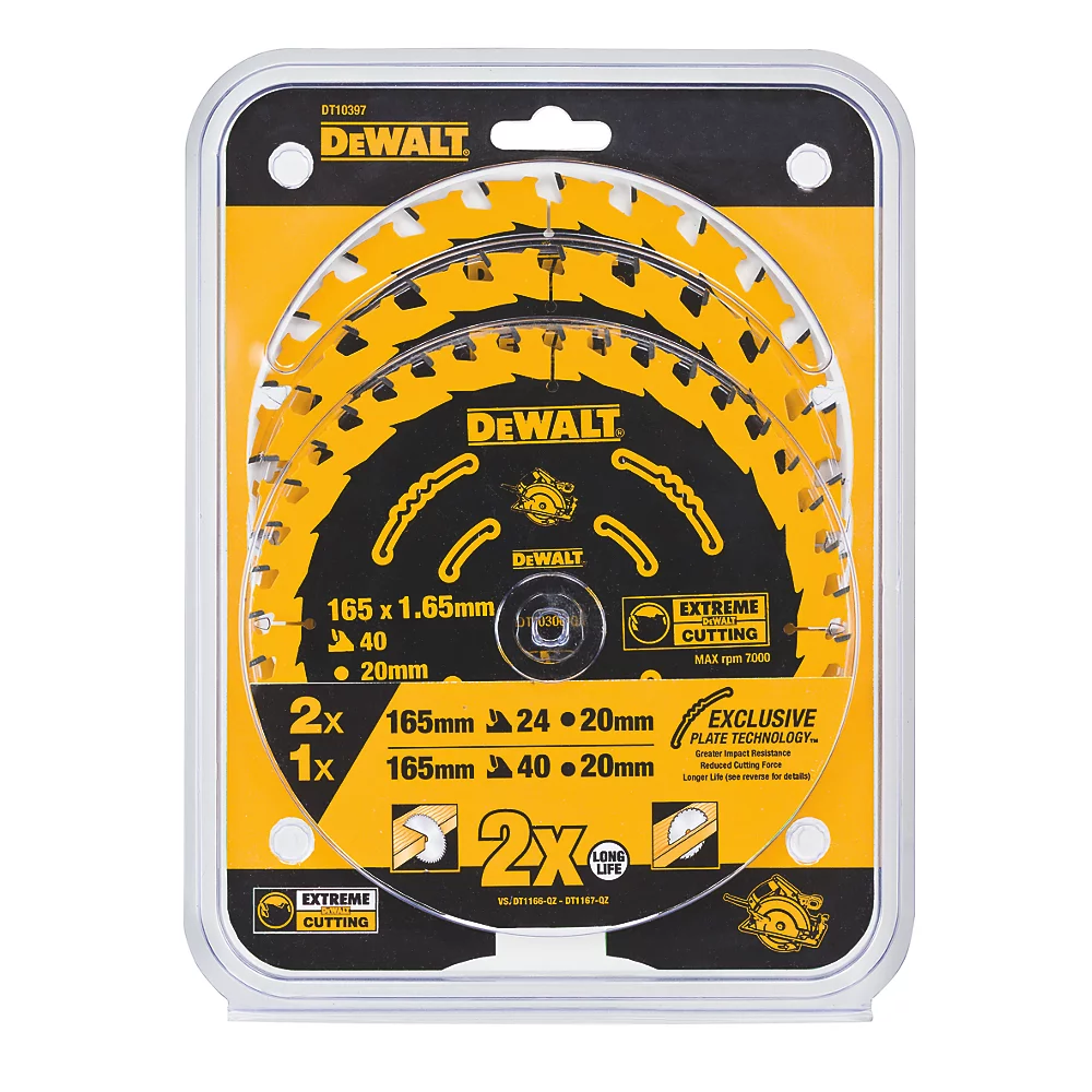Lames De Scie Circulaire 24 / 40 dents DeWalt Extreme 165 X 20mm, Lot De 3 4 Lames De Scie Circulaire 24 / 40 dents DeWalt Extreme 165 X 20mm, Lot De 3 – Image 2