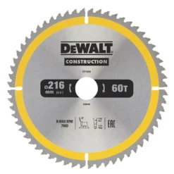 Lame De Scie TCT 60 dents DeWalt 216 X 30mm