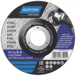 Lot De 5 disques De Meulage Norton 4½" (115mm) X 6,4 X 22,23mm