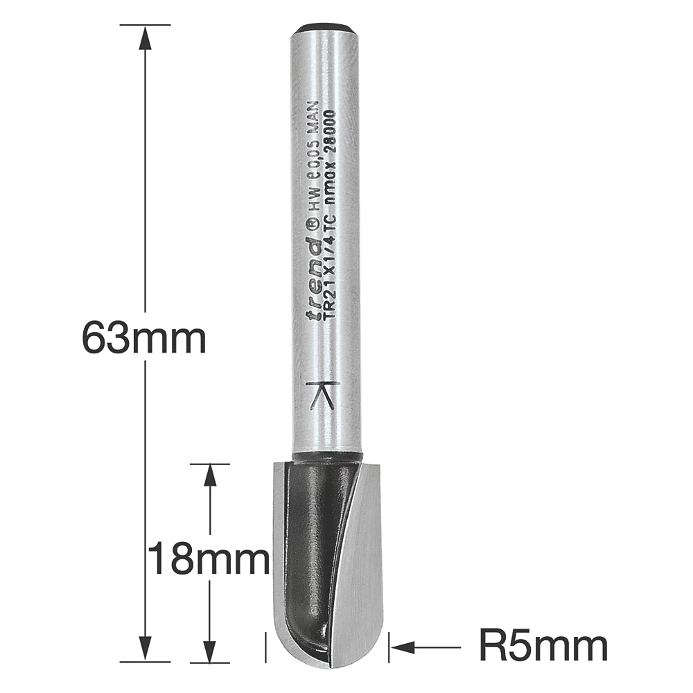 Trend Fraise à Rayon à Double Goujure Et à Tige De ¼" 10 x 18mm 4 Trend Fraise à Rayon à Double Goujure Et à Tige De ¼" 10 x 18mm – Image 2